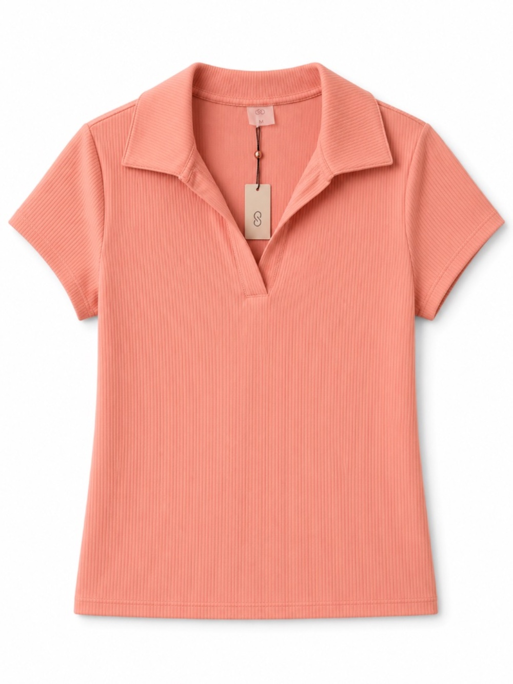 CALIA Women’s Ribbed Johnny Collar Polo